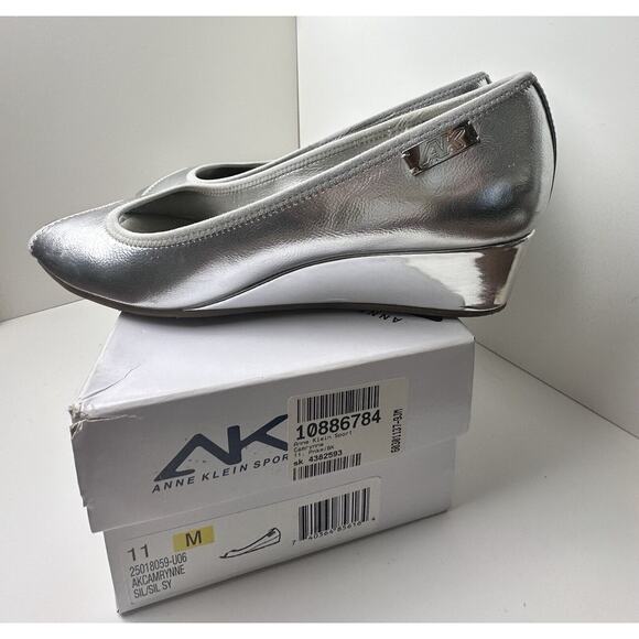 Vintage Anne Klein Sport CAMRYNE Silver OpenToe Wedge Pumps, Sz 11, 15-100 - Picture 4 of 9